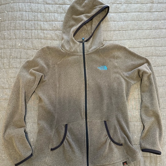 The North Face Jackets & Blazers - The North Face Grey Hooded Fleece with Bright Blue Logo